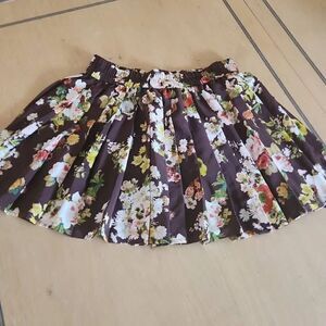 Princess Vera Wang pleated brown floral mini skirt women's size L